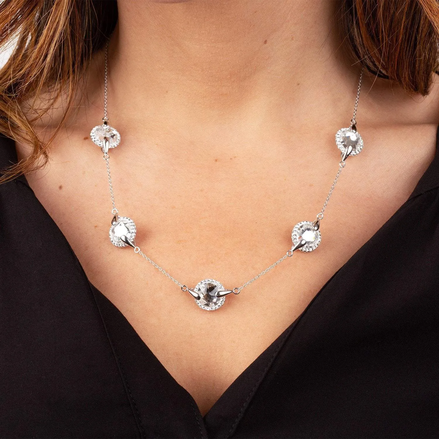 Swarovski Crystal 5 Station 16 2" Necklace