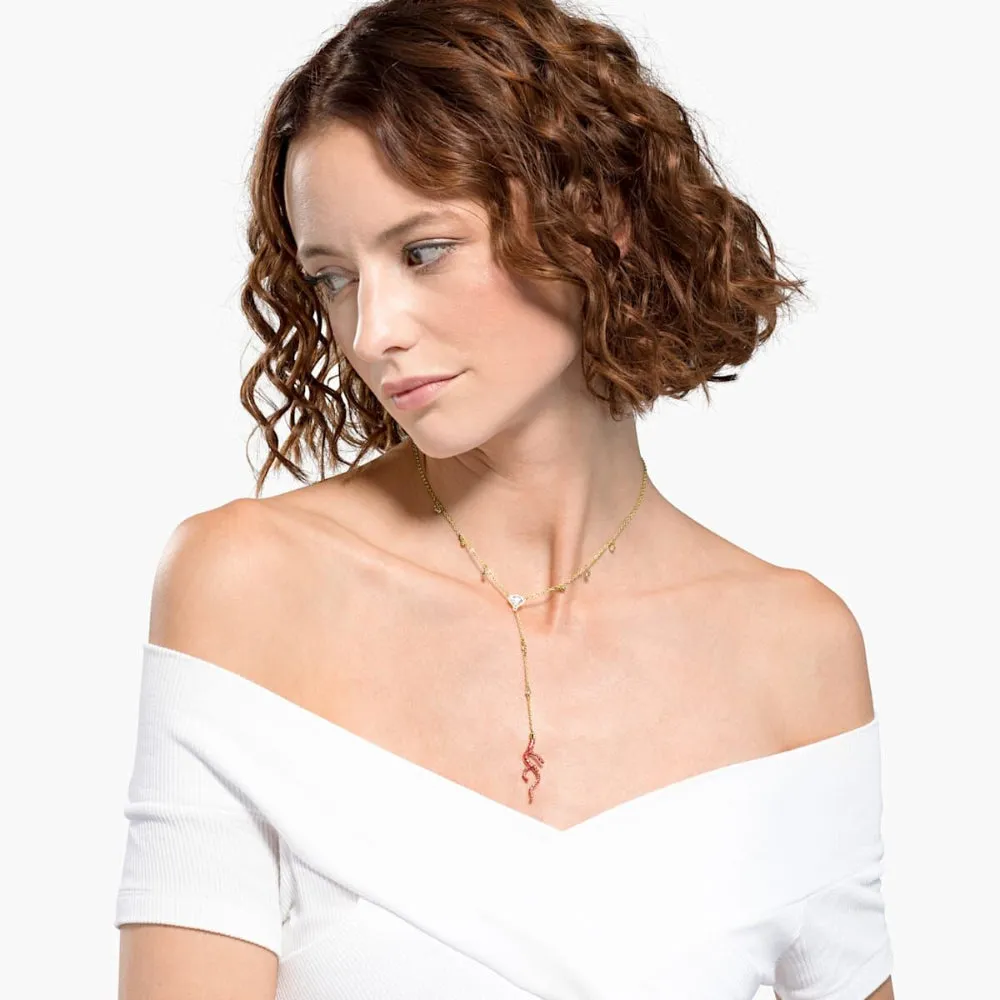 Swarovski,Shell Y Necklace,Red, Gold-Tone,One Size