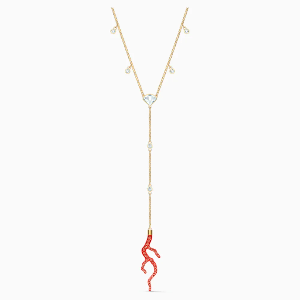 Swarovski,Shell Y Necklace,Red, Gold-Tone,One Size