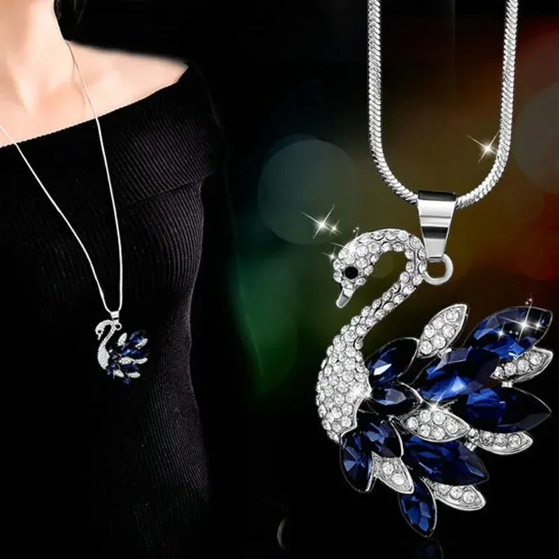 Sweater Chain Long Crystal Snow Pendant Water Drop Accessories  Decoration Necklace Jewelry