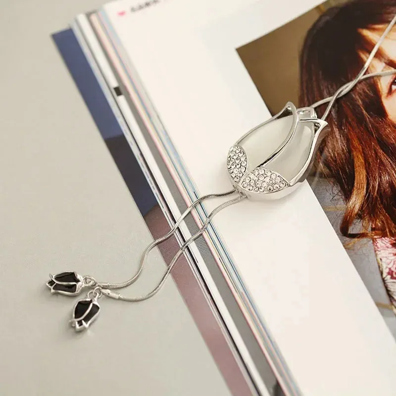 Sweater Chain Long Crystal Snow Pendant Water Drop Accessories  Decoration Necklace Jewelry