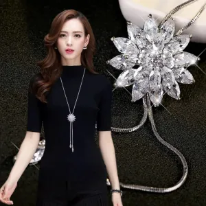 Sweater Chain Long Crystal Snow Pendant Water Drop Accessories  Decoration Necklace Jewelry