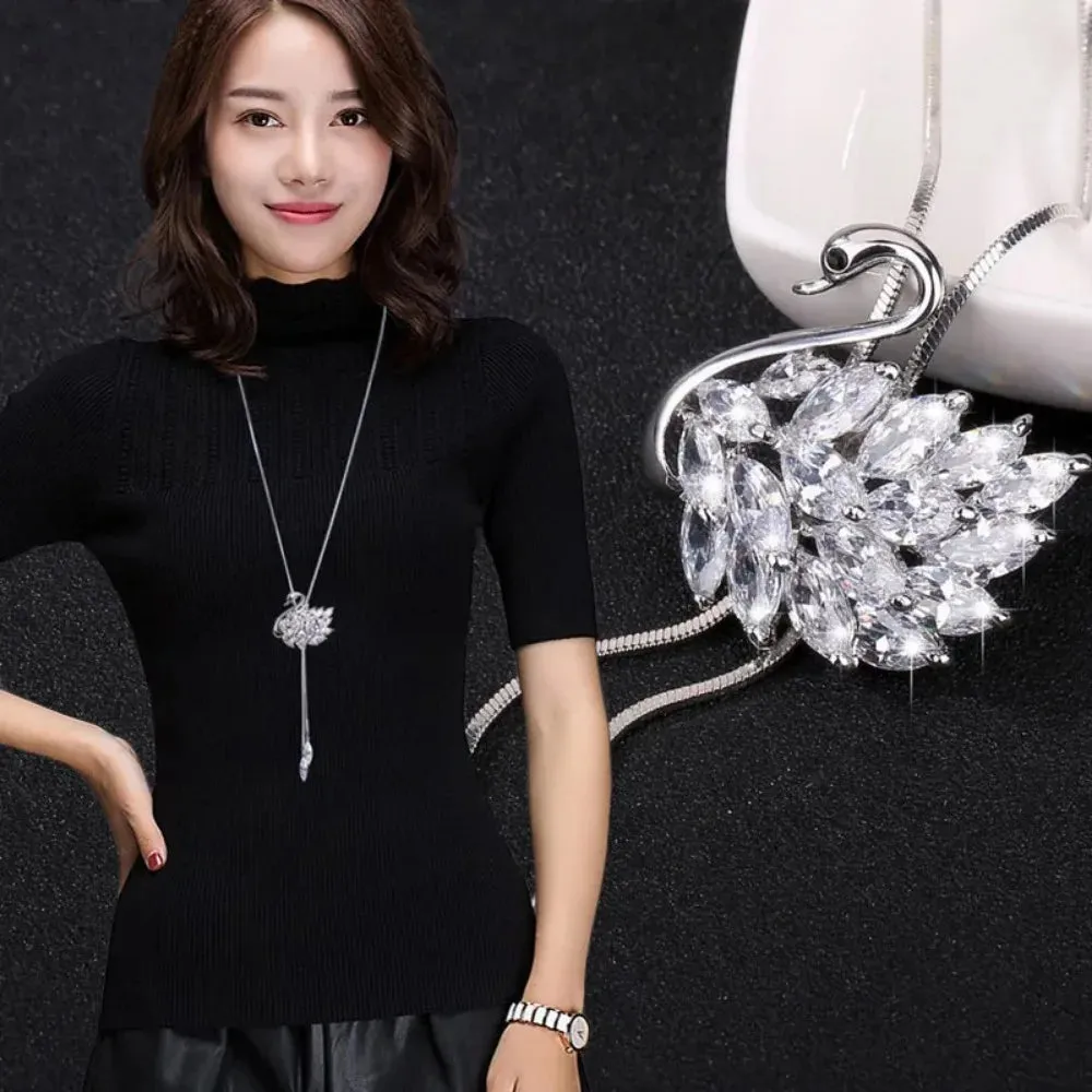 Sweater Chain Long Crystal Snow Pendant Water Drop Accessories  Decoration Necklace Jewelry