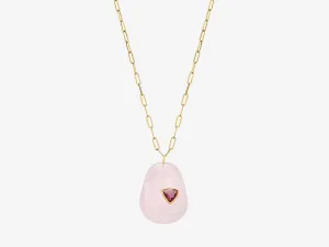 Sweet Tart Pink Amethyst Necklace with Trillion Inset