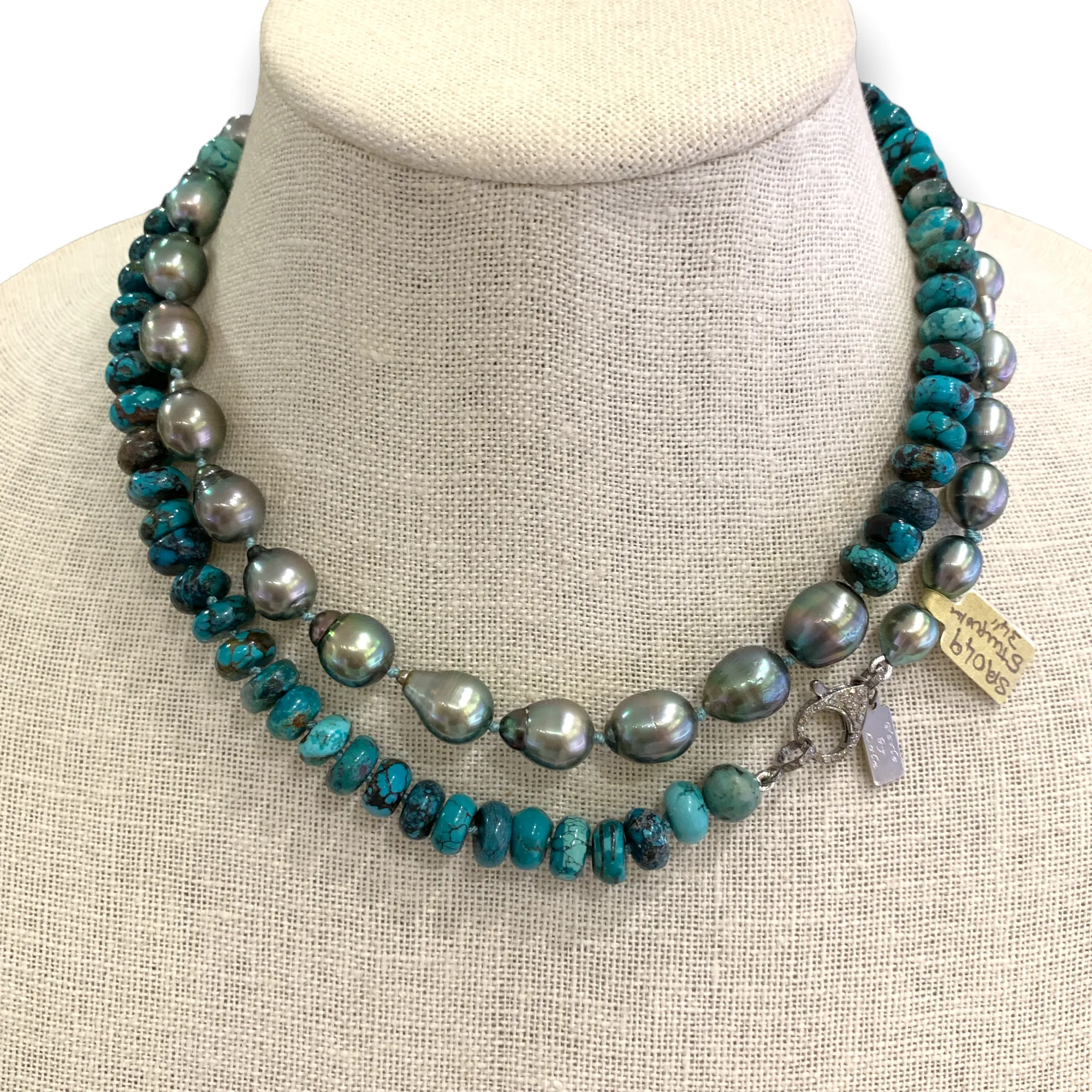 Tahitian Pearls & Turquoise Necklace