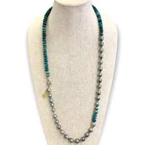 Tahitian Pearls & Turquoise Necklace