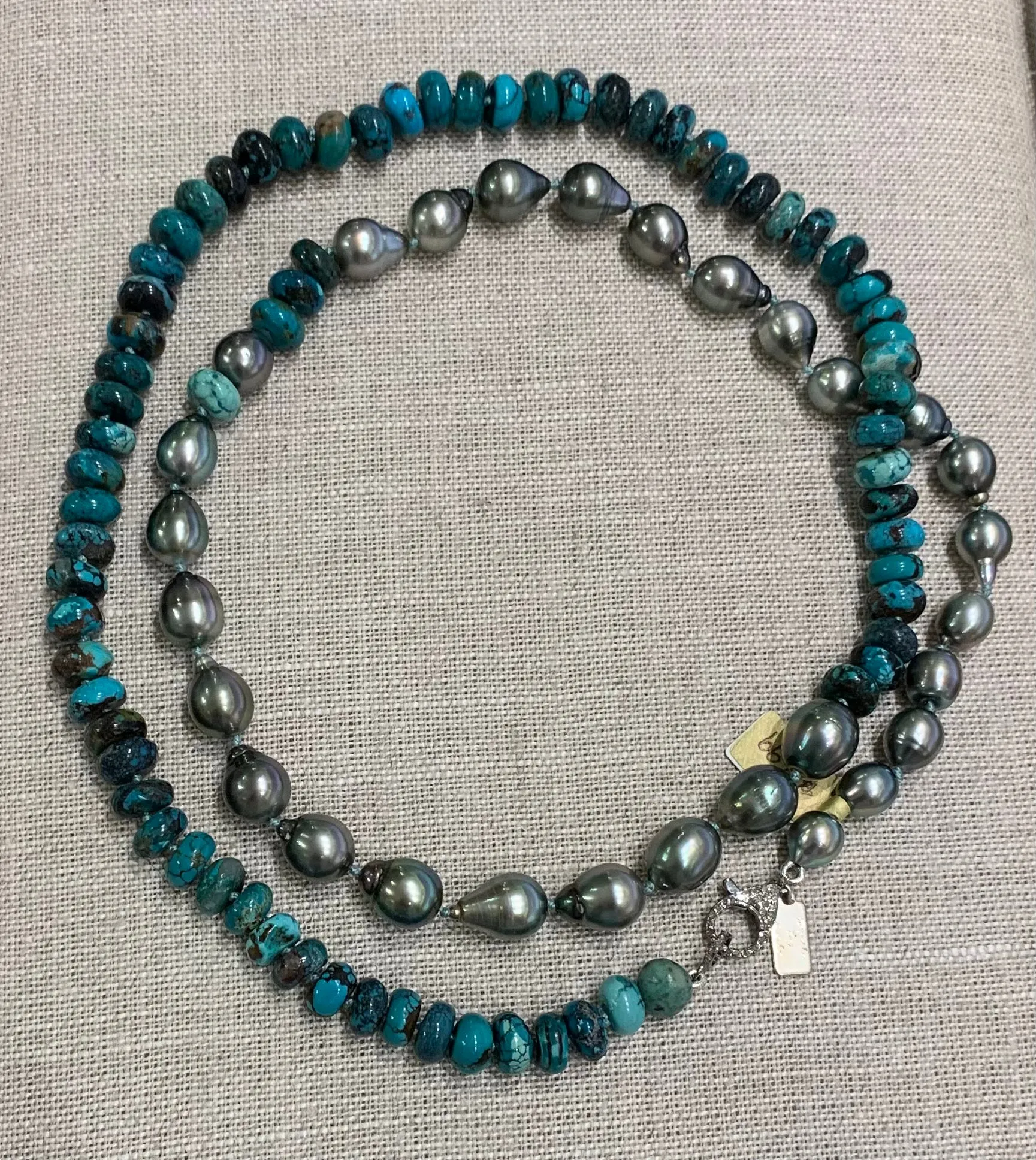 Tahitian Pearls & Turquoise Necklace