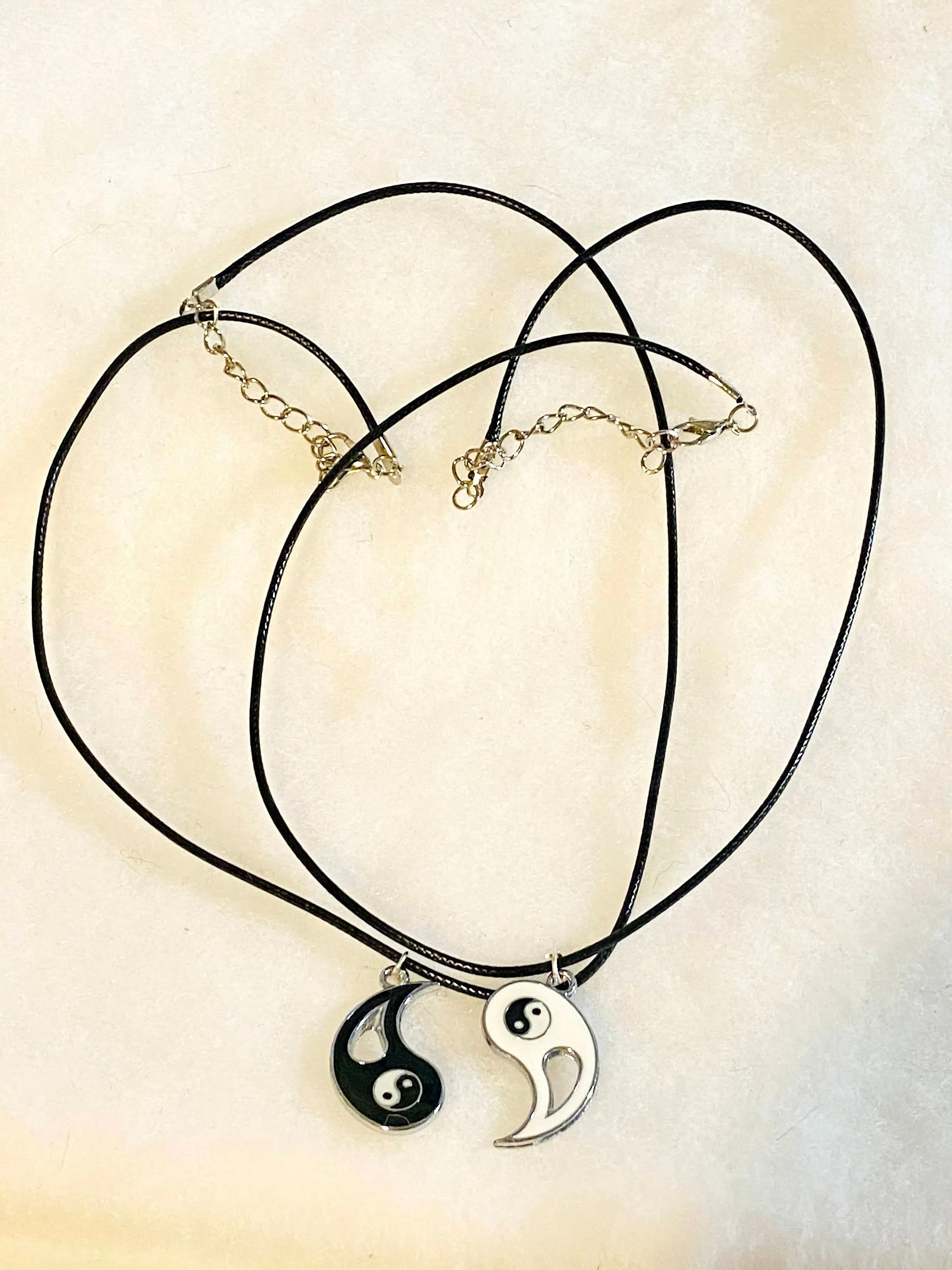 Tai Chi, Yin Yang Necklaces, Best Friend Gift, Couple Gift, Braided Cord Enamel Charms