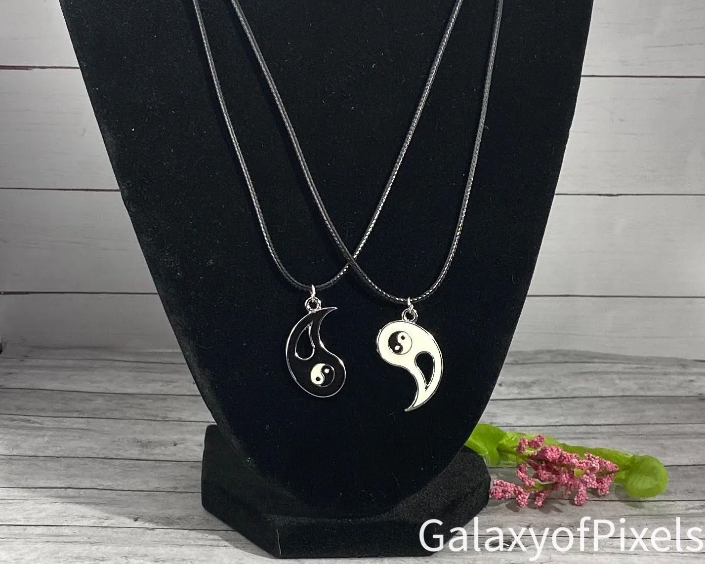 Tai Chi, Yin Yang Necklaces, Best Friend Gift, Couple Gift, Braided Cord Enamel Charms