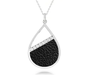 Teardrop Leather Inlay Crystal Necklace