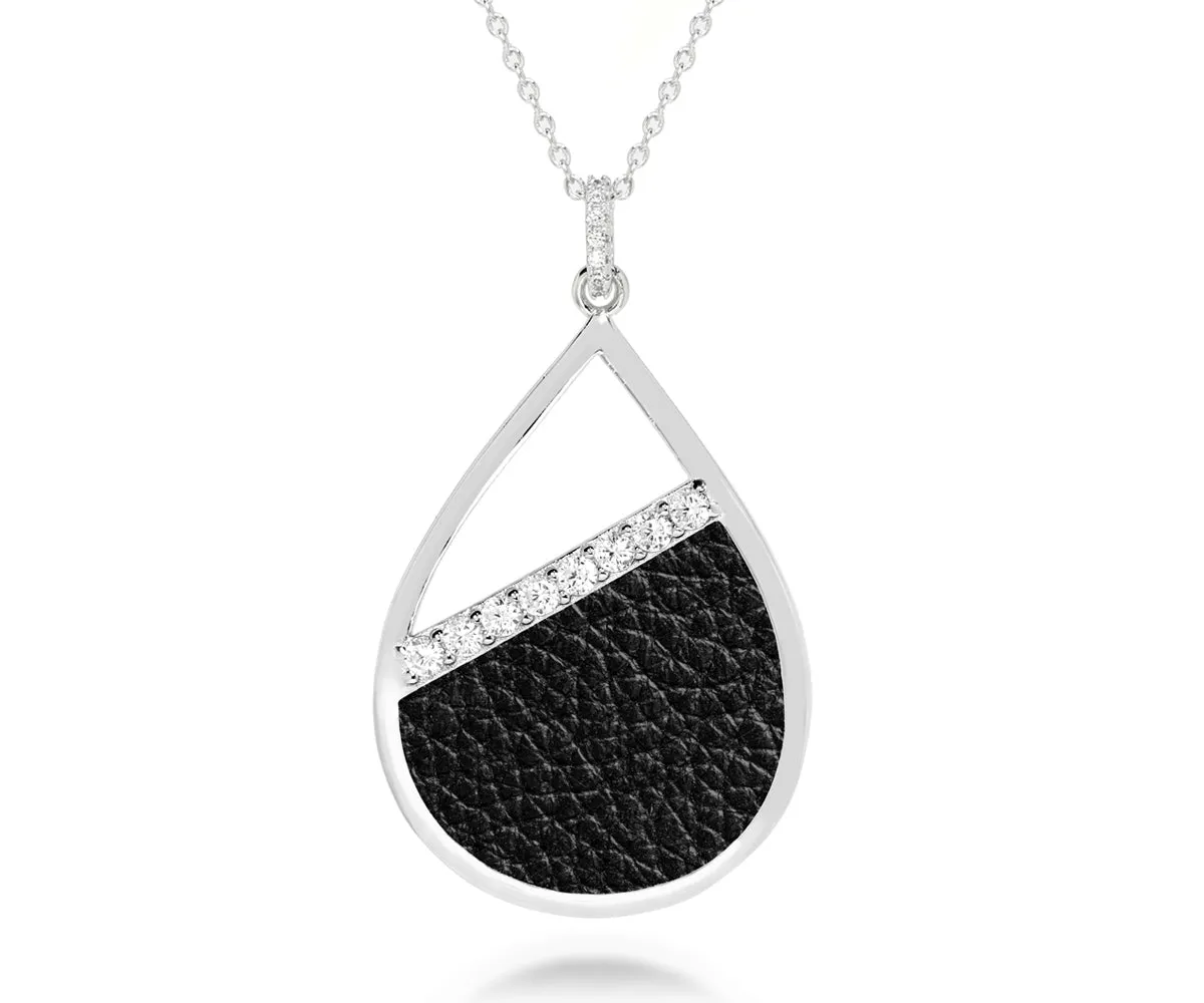 Teardrop Leather Inlay Crystal Necklace