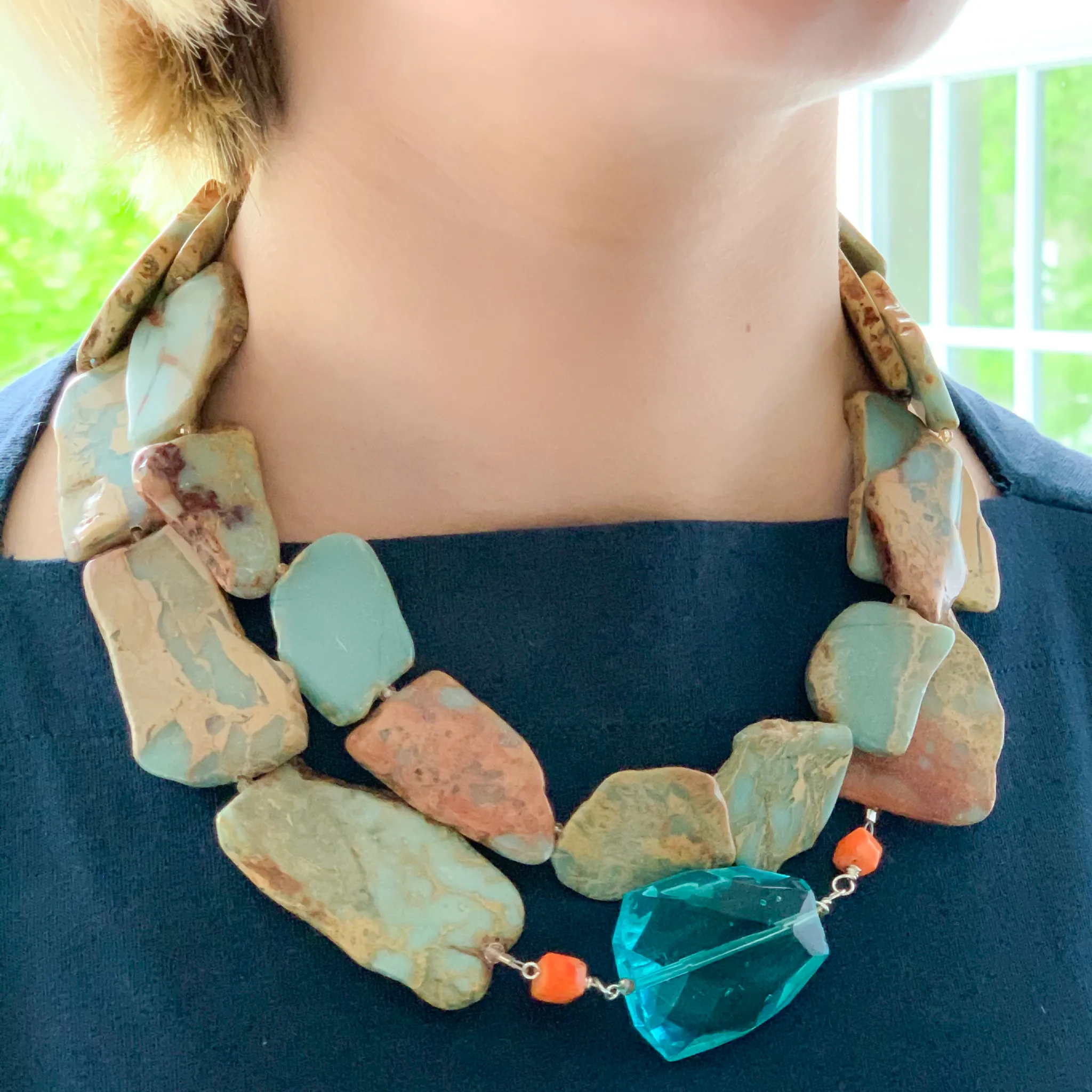 Terra Jasper and Crystal Necklace