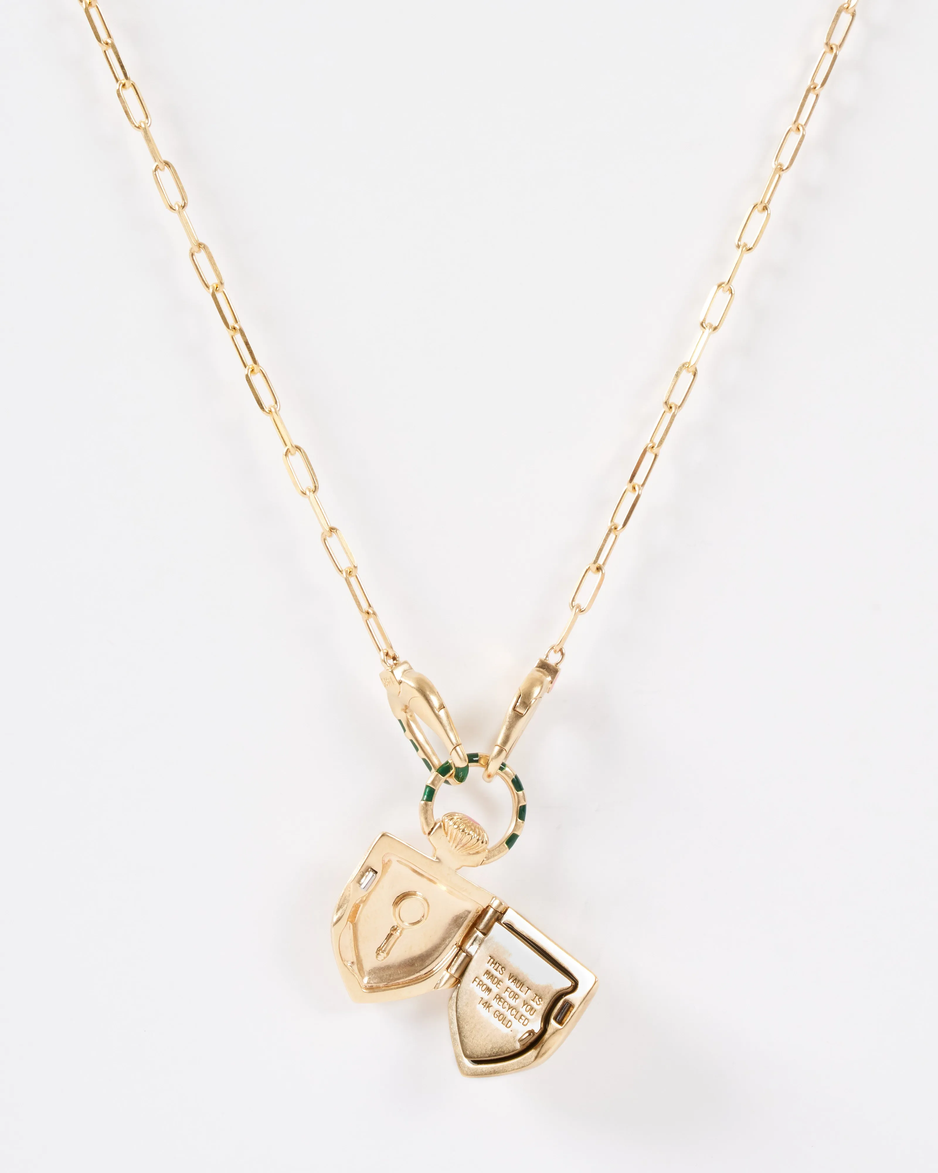 the curiouser vault w/ 14k paperclip chain stripe