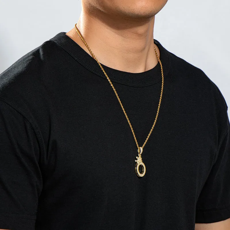 The Letter O Created Diamond Crown Hip Hop Rope Chain Pendant Necklace 23.62''