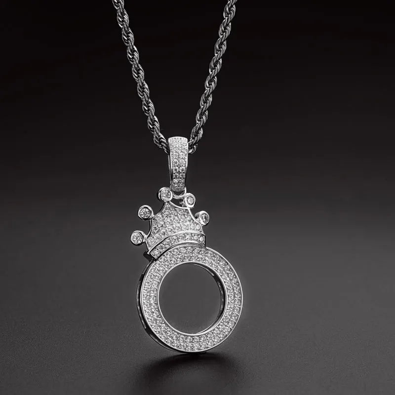 The Letter O Created Diamond Crown Hip Hop Rope Chain Pendant Necklace 23.62''