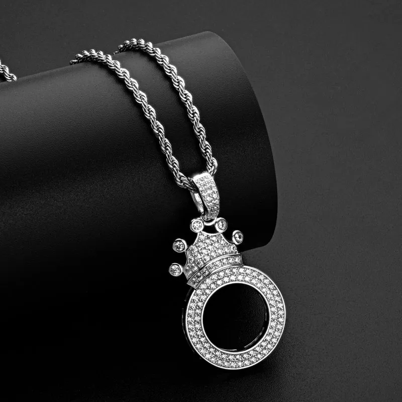 The Letter O Created Diamond Crown Hip Hop Rope Chain Pendant Necklace 23.62''