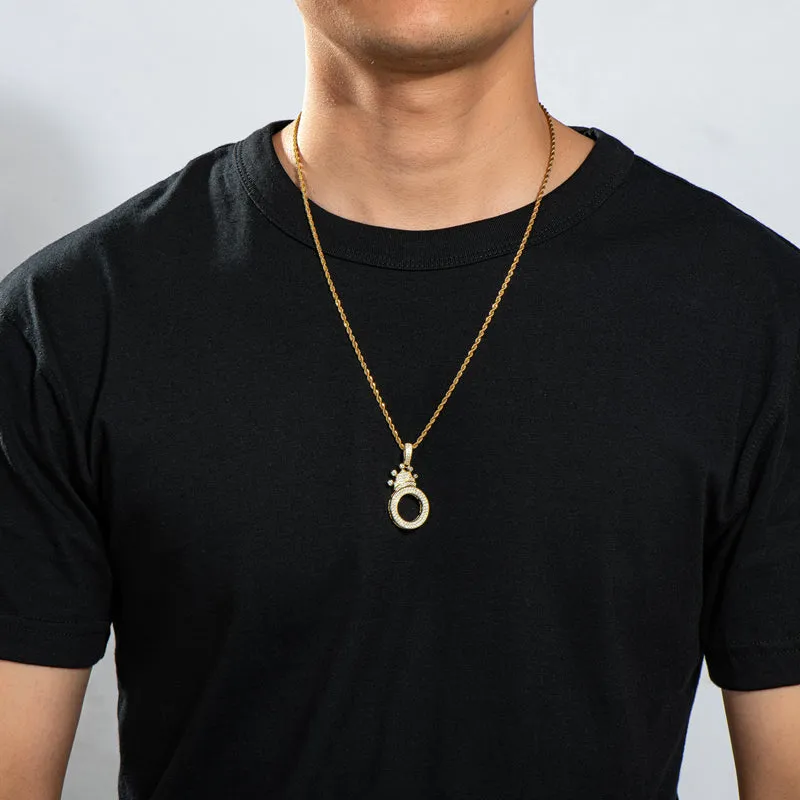 The Letter O Created Diamond Crown Hip Hop Rope Chain Pendant Necklace 23.62''