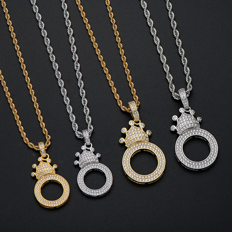The Letter O Created Diamond Crown Hip Hop Rope Chain Pendant Necklace 23.62''