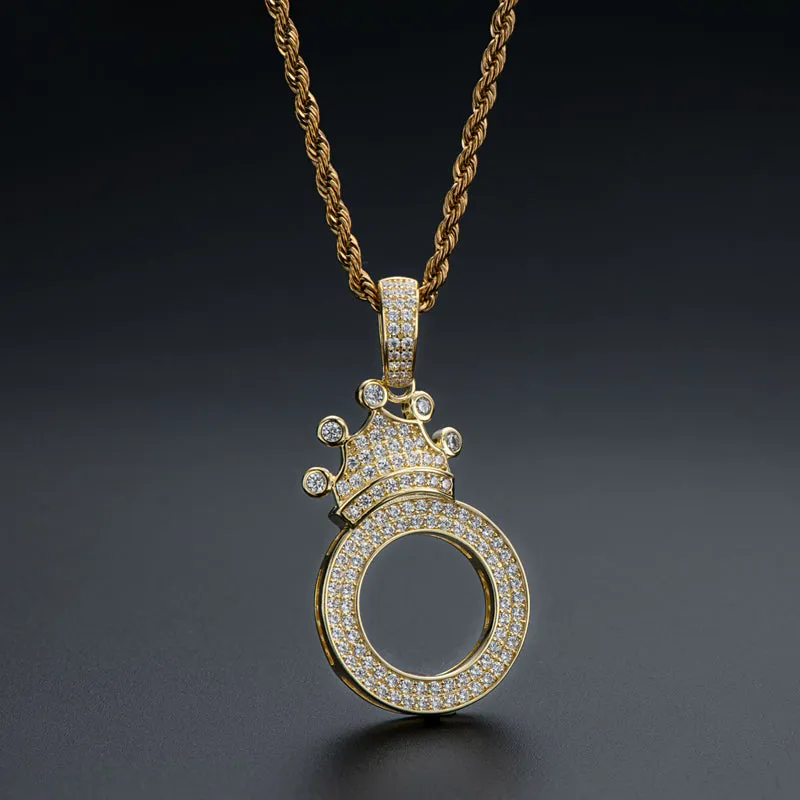 The Letter O Created Diamond Crown Hip Hop Rope Chain Pendant Necklace 23.62''