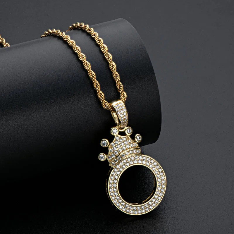 The Letter O Created Diamond Crown Hip Hop Rope Chain Pendant Necklace 23.62''
