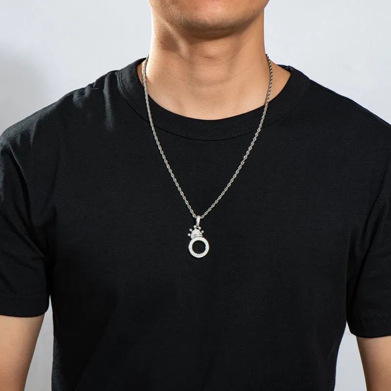 The Letter O Created Diamond Crown Hip Hop Rope Chain Pendant Necklace 23.62''