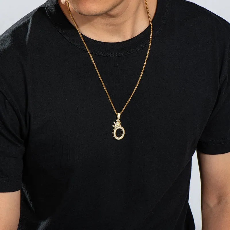 The Letter O Created Diamond Crown Hip Hop Rope Chain Pendant Necklace 23.62''