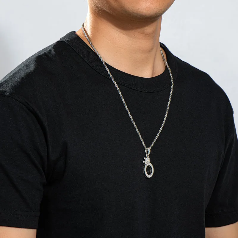 The Letter O Created Diamond Crown Hip Hop Rope Chain Pendant Necklace 23.62''