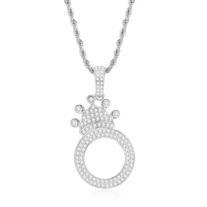 The Letter O Created Diamond Crown Hip Hop Rope Chain Pendant Necklace 23.62''
