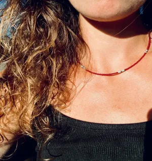The Oakley Red & Turquoise Choker
