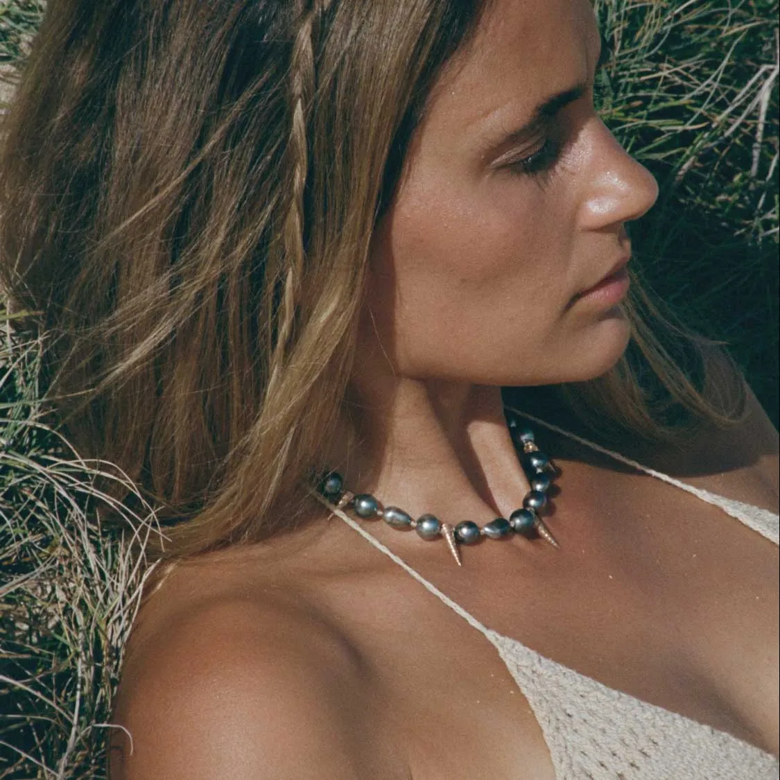 THE PERNILLA choker - Tahitian Pearls and 14KT Gold Cast Shells