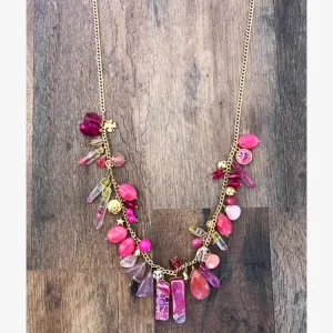 The Pink & Gold Line Necklace by Parker