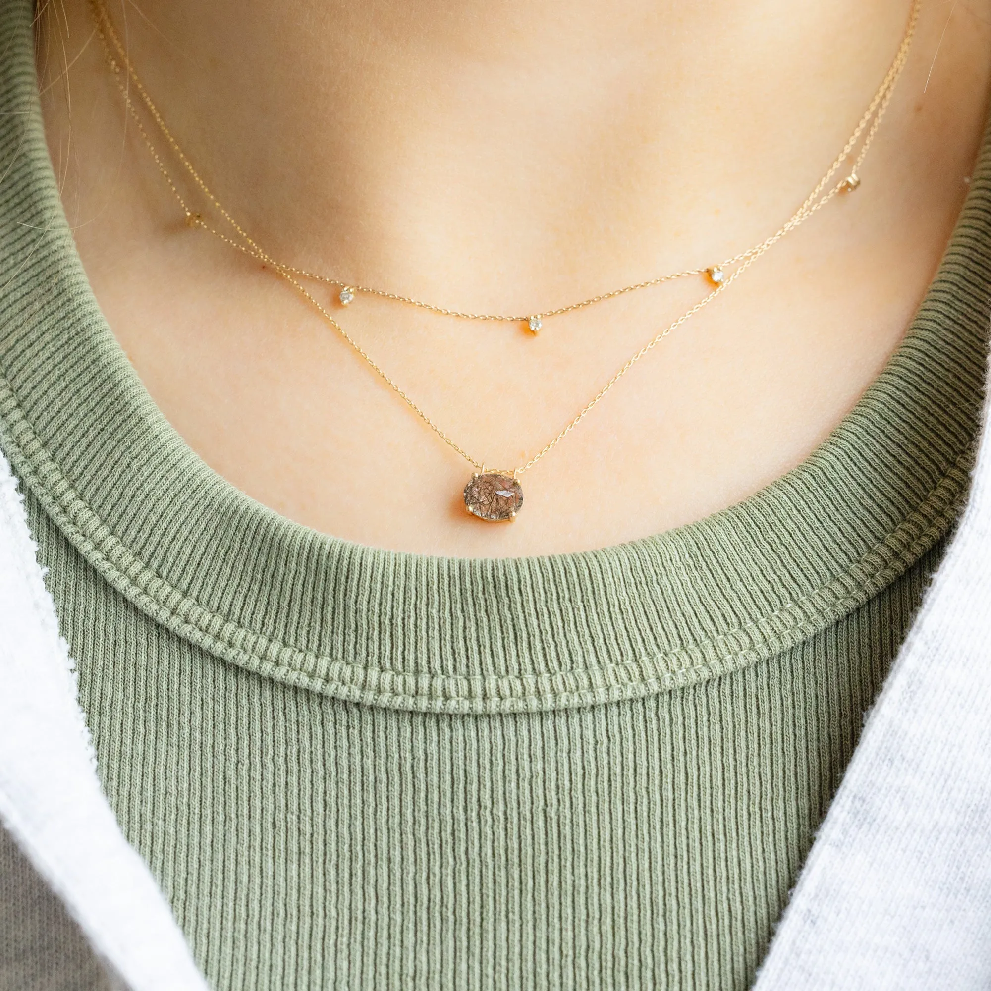 The Tourmaline in Quartz Necklace | 10K Yellow Gold