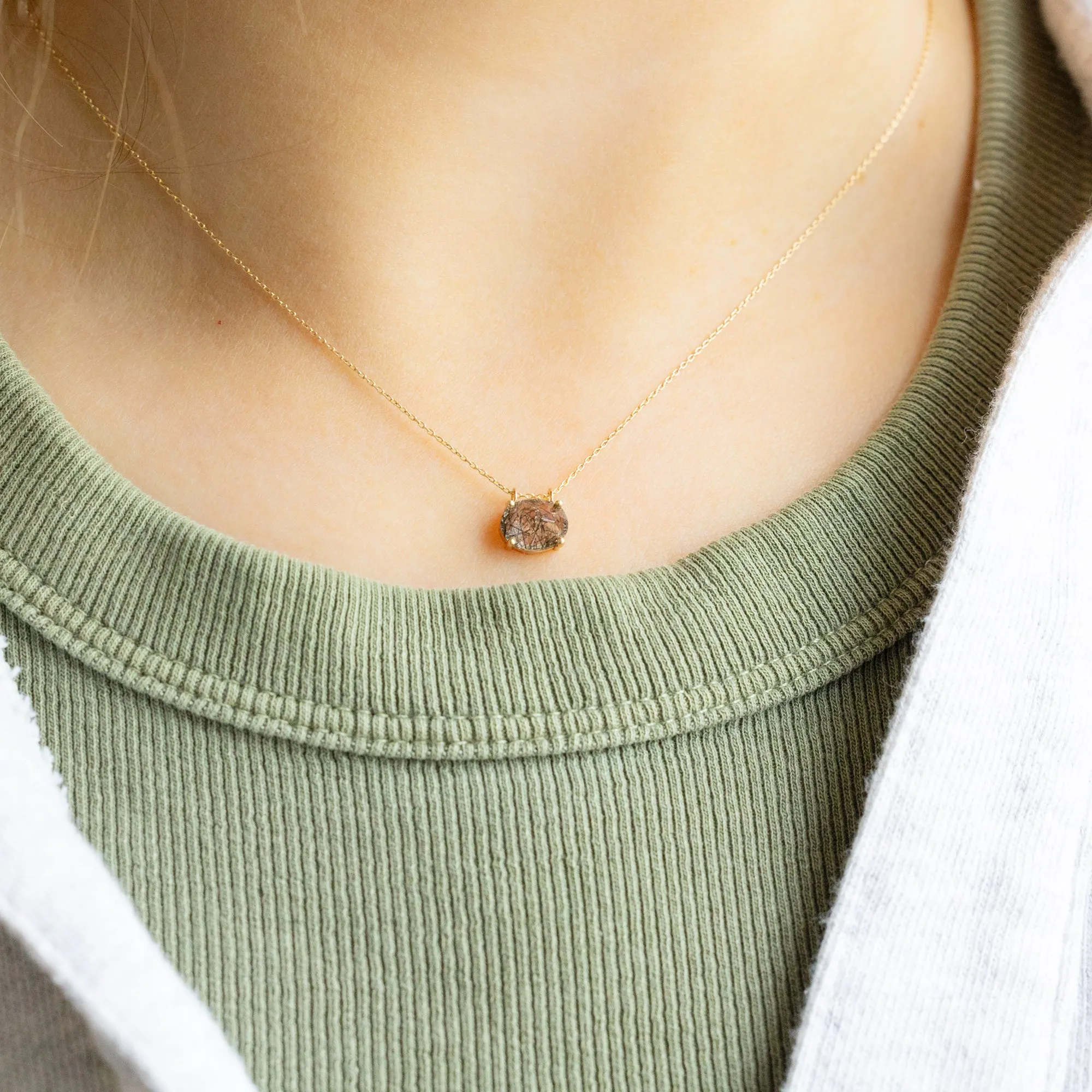The Tourmaline in Quartz Necklace | 10K Yellow Gold