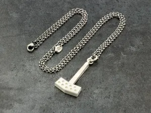 Thor's Hammer Pendant Necklace in Sterling Silver