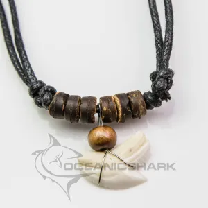 Tiger shark tooth wooden bead necklace Australian predator c102