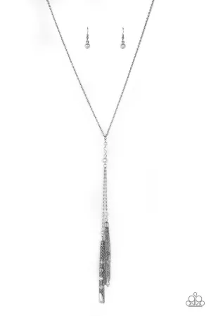 Timeless Tassels White Paparazzi Necklace