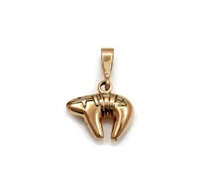 Tiny Gold Bear Pendant with turquoise eyes