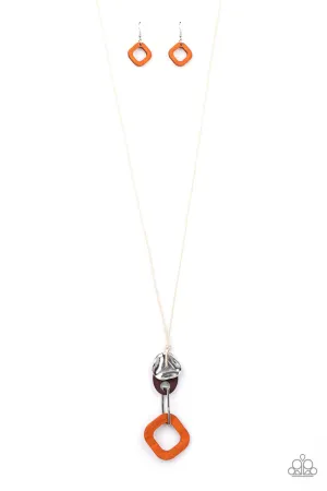 Top of the WOOD Chain Orange Paparazzi Necklace