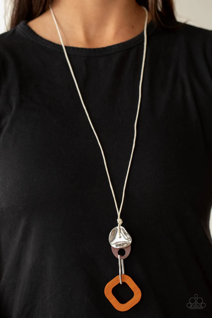 Top of the WOOD Chain Orange Paparazzi Necklace