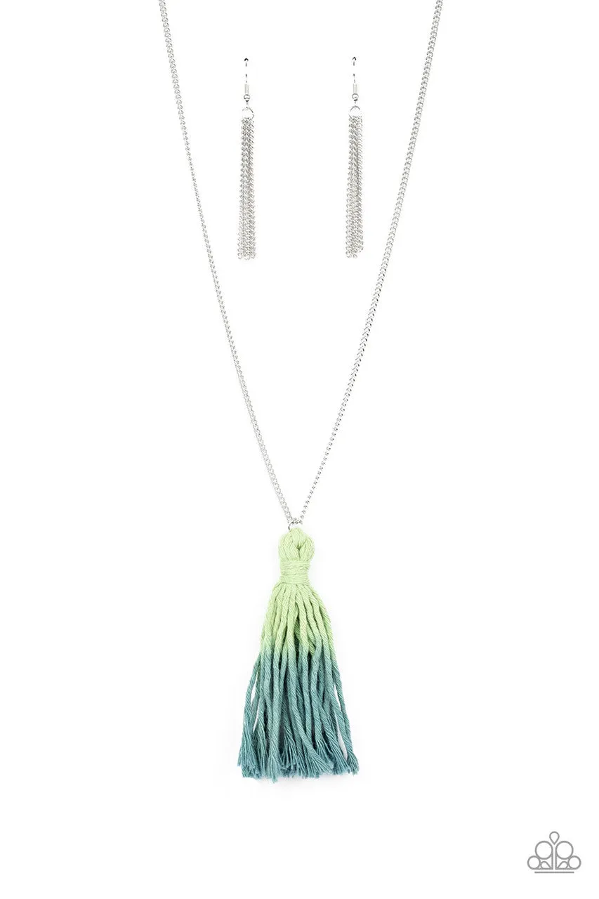 Totally Tasseled Green Paparazzi Necklace