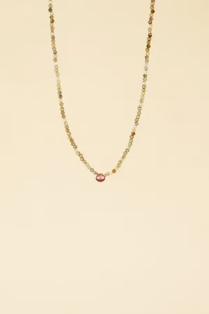 Trahir Green Crystal / Rose Quartz Necklace