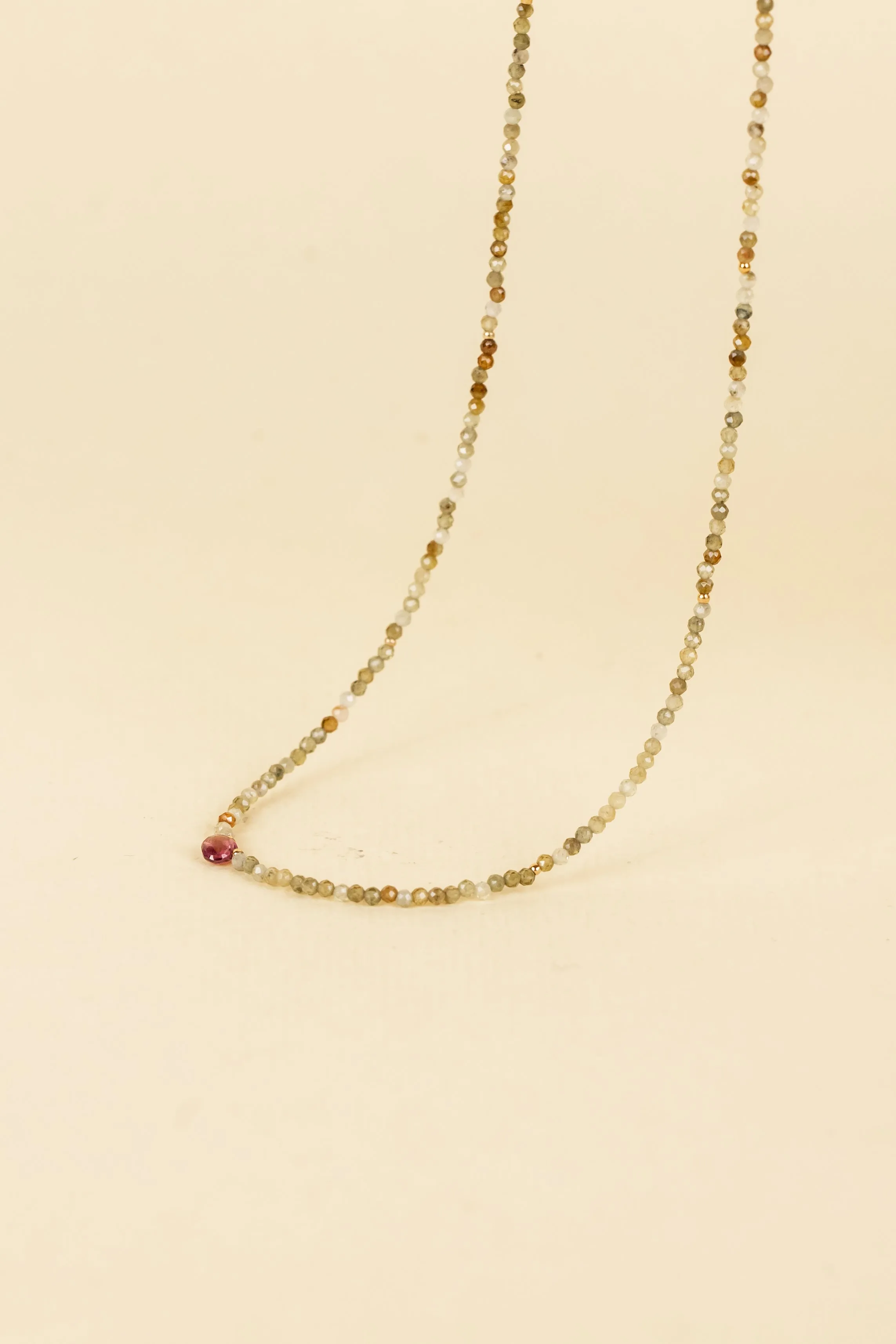 Trahir Green Crystal / Rose Quartz Necklace