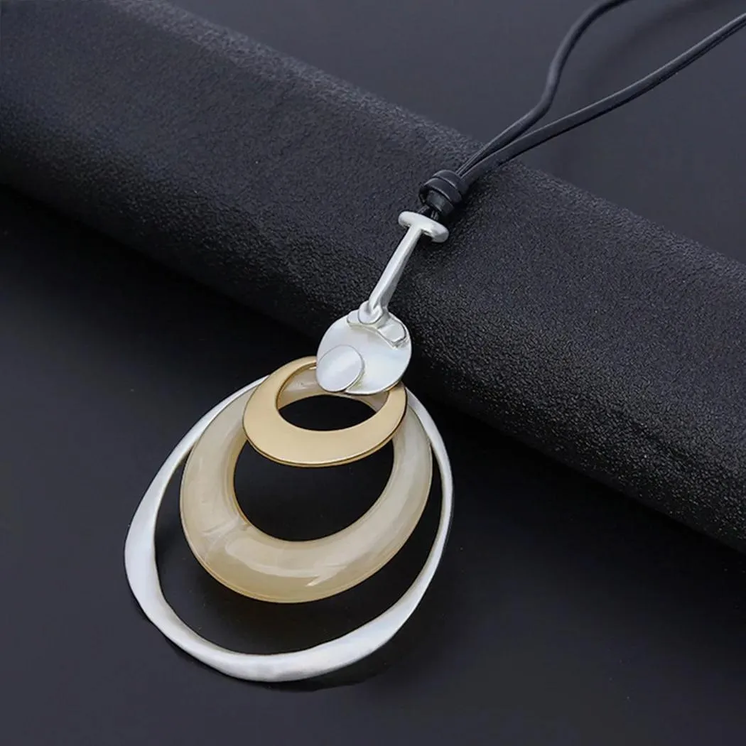 Trending Products Necklace with Pattern Resin Suspension Pendants Around the Neck for Women
