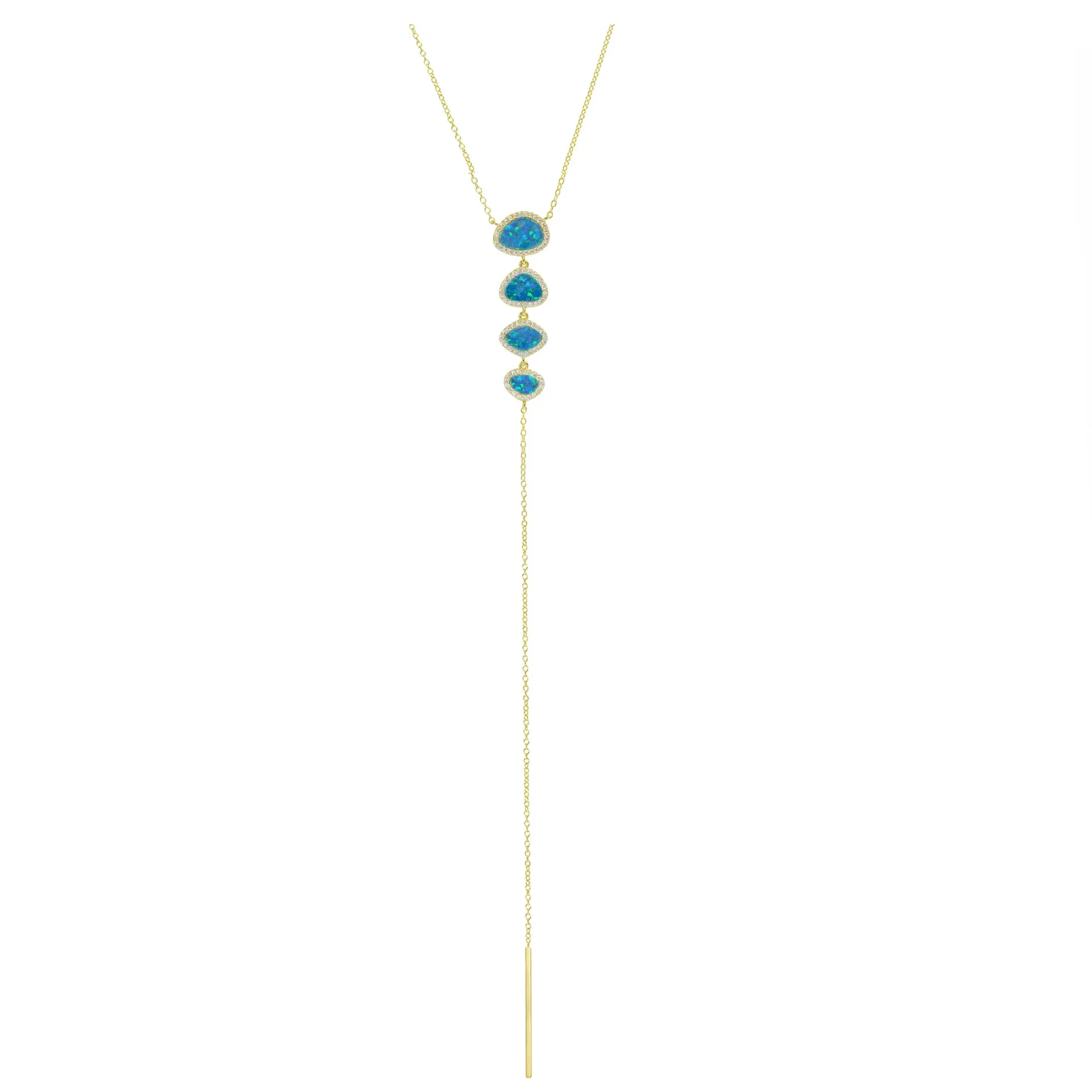 Triple Opal Pebble Lariat Necklace (Available in 3 Colors)