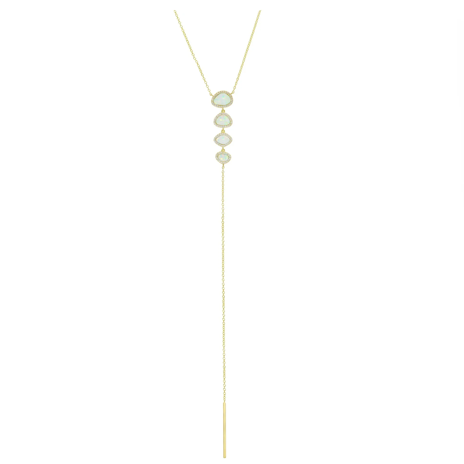 Triple Opal Pebble Lariat Necklace (Available in 3 Colors)