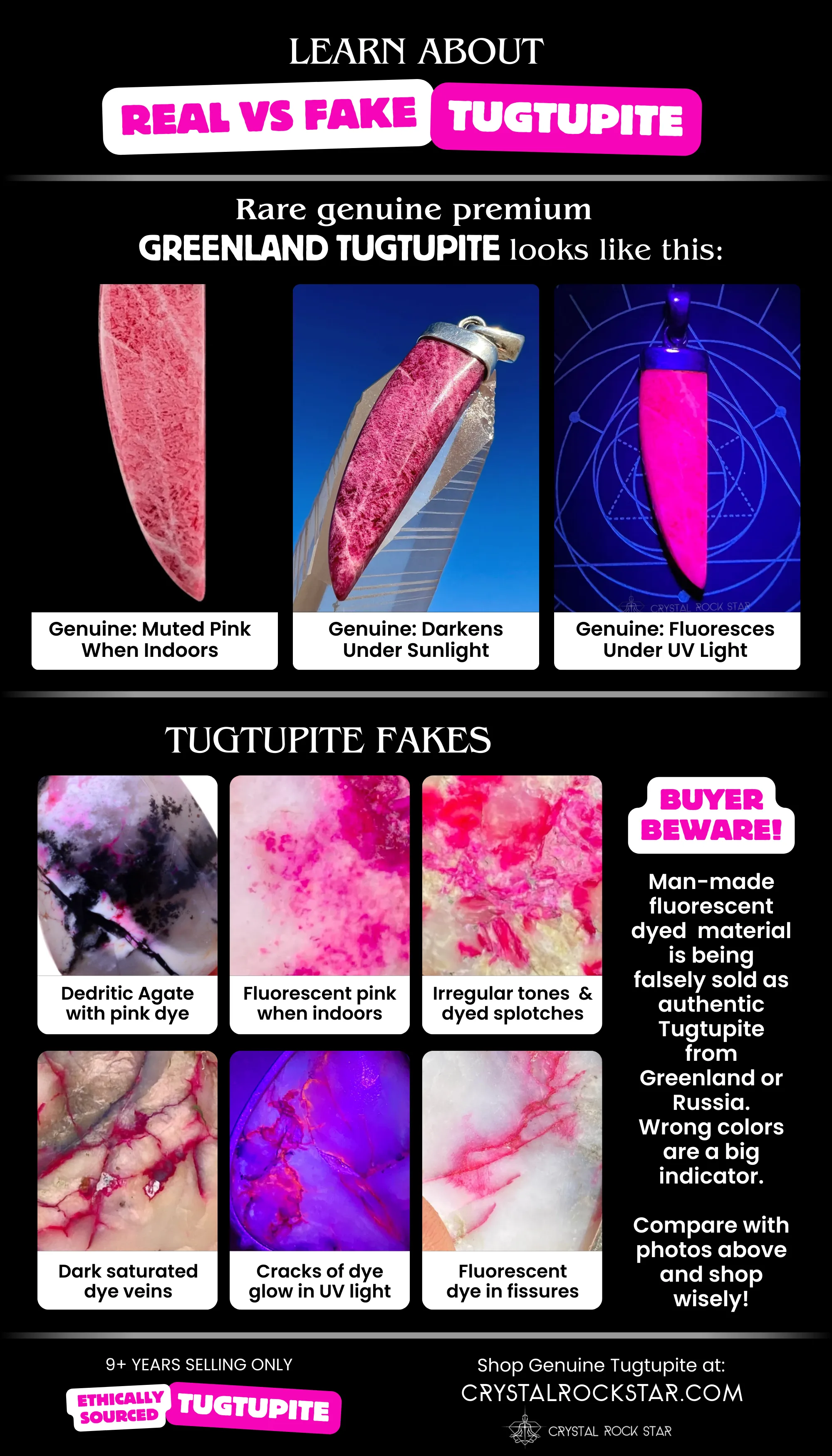 Tugtupite Fluorescent & Tenebrescent Pendant