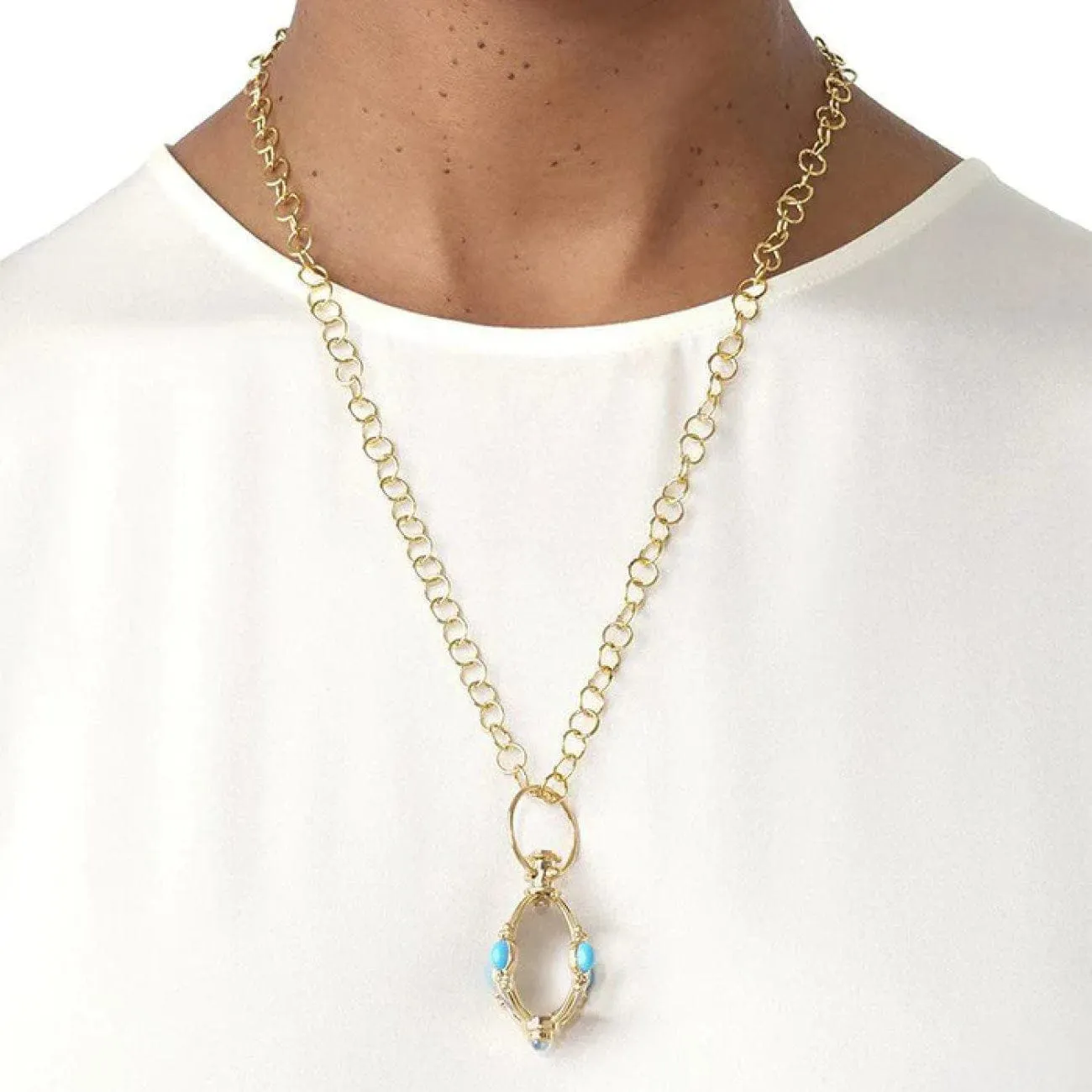 Turquoise 18K Yellow Gold Amulet