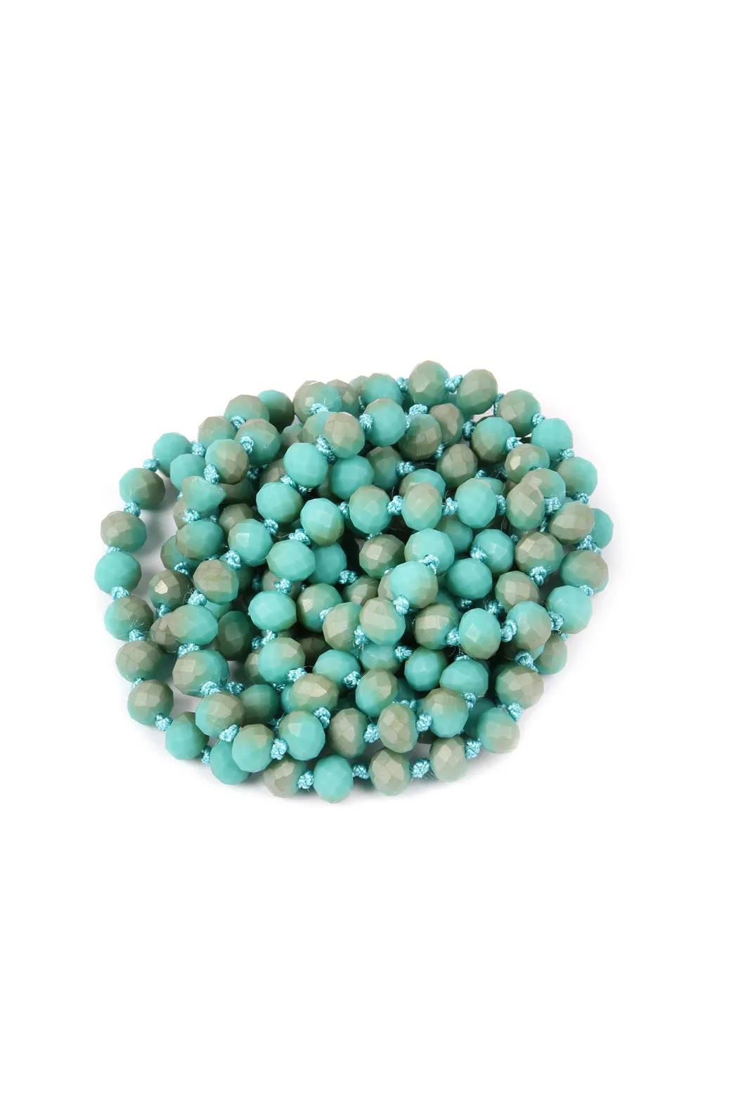 Turquoise 60" Long Knotted Glass Beads Necklace - Pack of 6