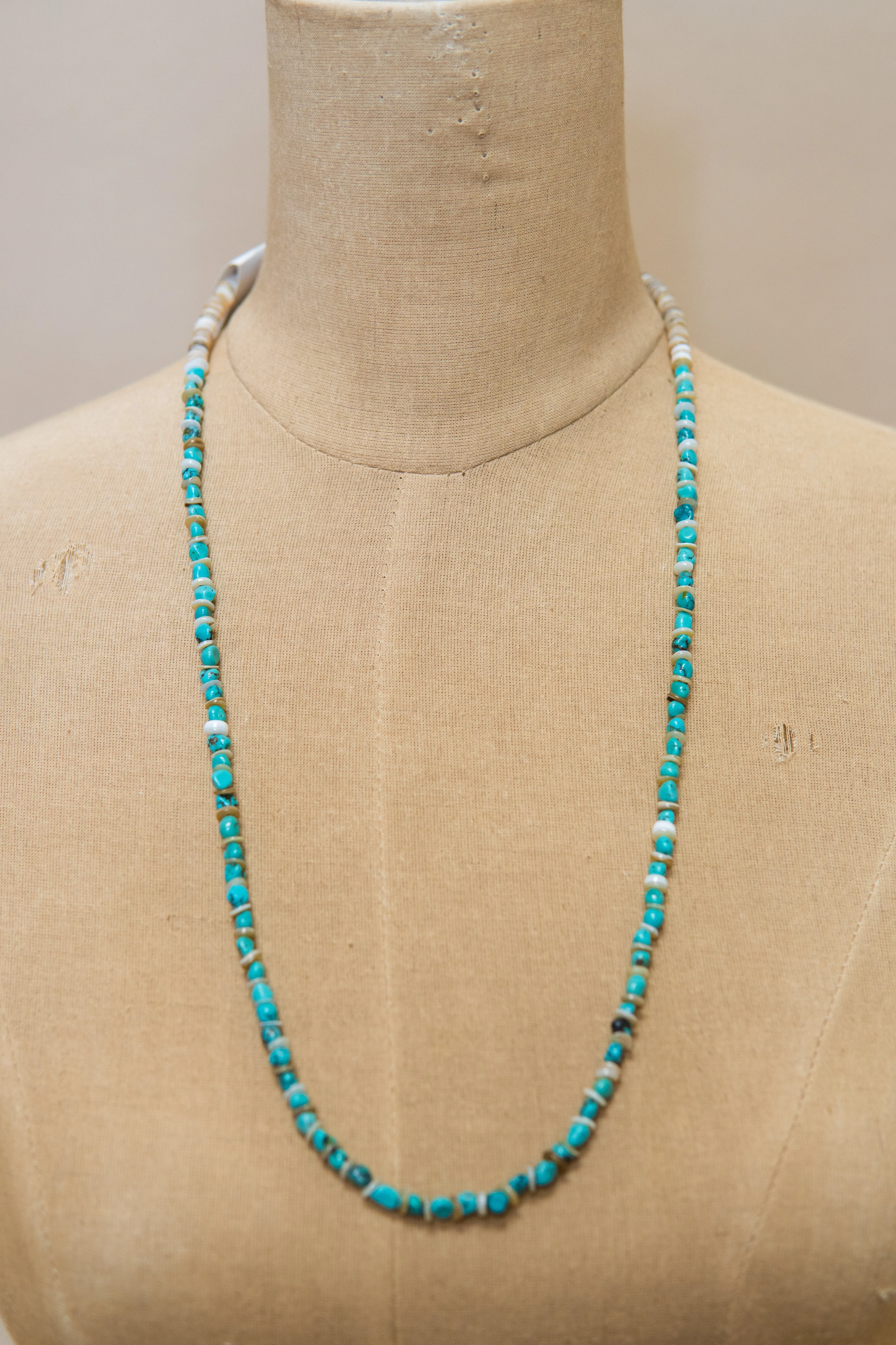 Turquoise & Shell Long Necklace