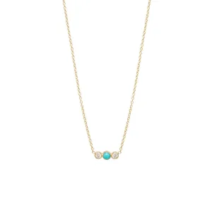 Turquoise and Diamond Bezel Necklace